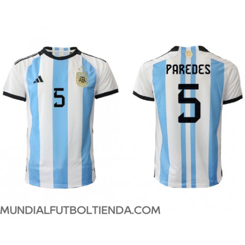 Camiseta Argentina Leandro Paredes #5 Primera Equipación Replica Mundial 2022 mangas cortas